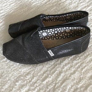 TOMS Black Glitz Alpargata Canvas Slip-On Size 9